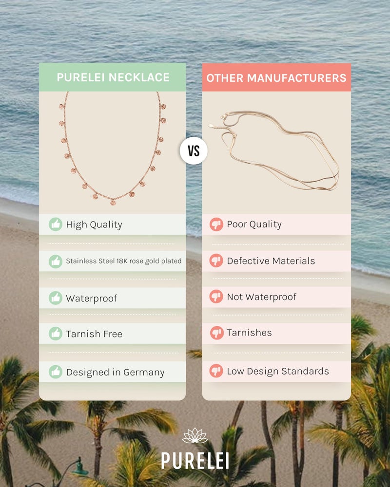 PureleiÂ® Malihini Necklace (rosegold) â€“ 18K Gold plated stainless steel jewelry â€“ Waterproof chain with coins â€“ 14 to 16 inch adjustable length â€“ Fashion jewelry for your individual look - Image 4